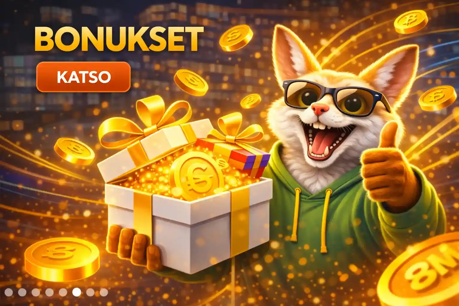 Pöllö pitää lahjalaatikkoa täynnä bonuksia ja kultakolikoita
