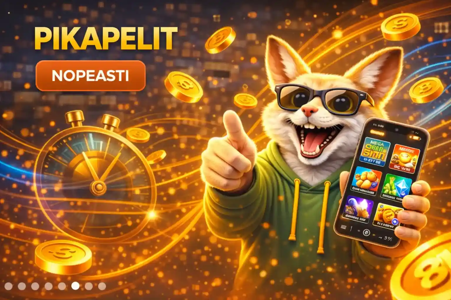 Pöllö pelaa pikapelejä puhelimella nopeassa ja kirkkaassa ympäristössä